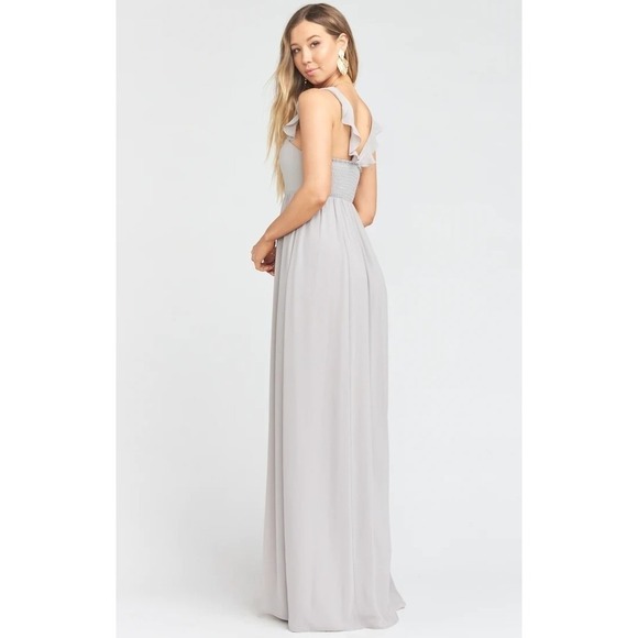 Show Me Your Mumu June Maxi Dress Dove Grey Chiffon M - Picture 2 of 3
